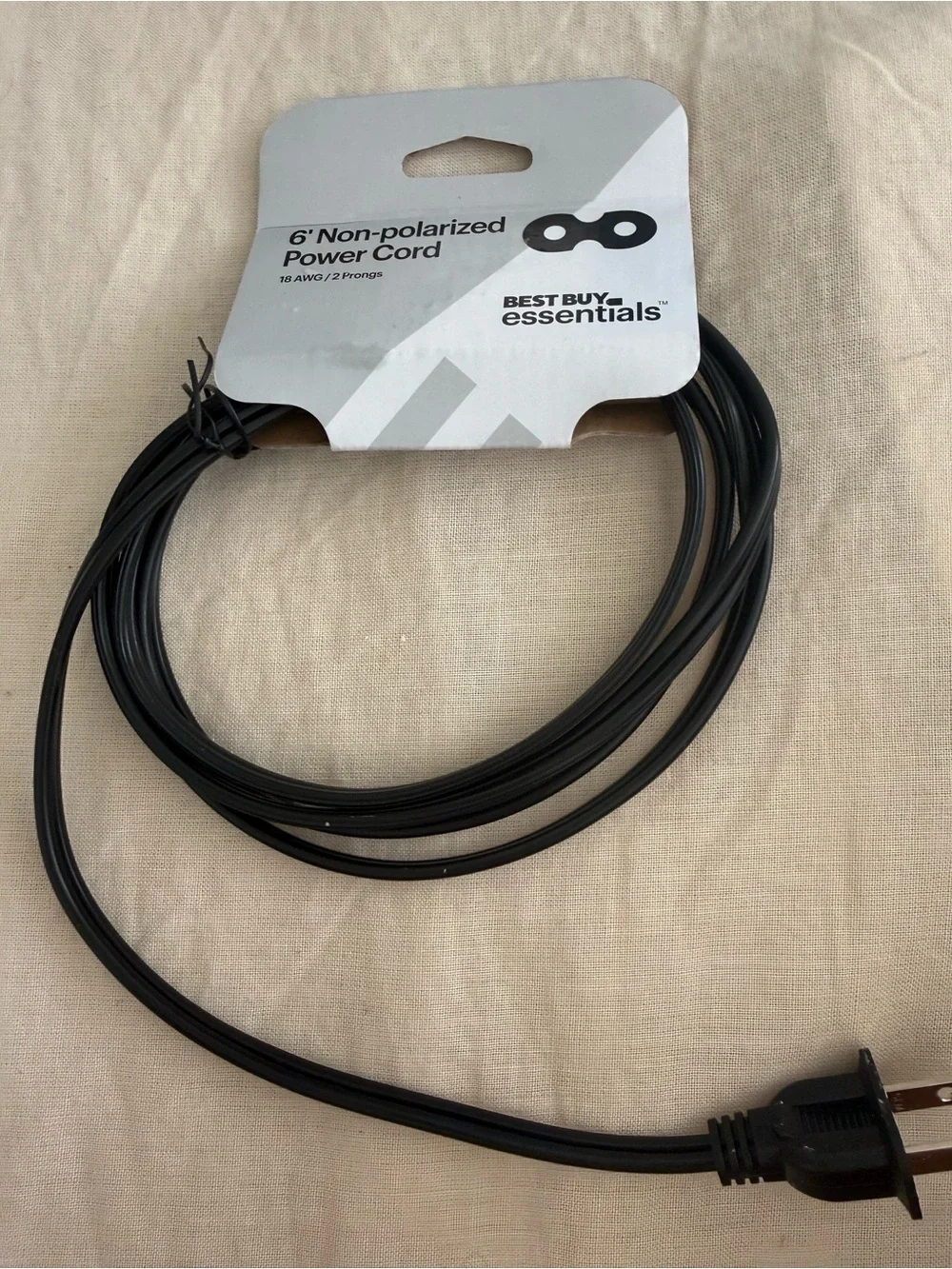 Best Buy Essentials 6' Non-Polarized Power Cord - Black